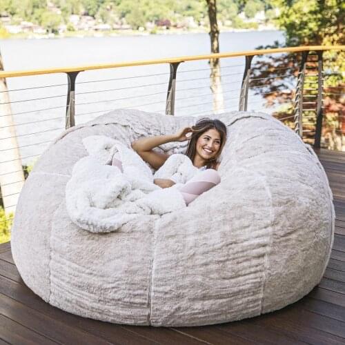 Dropshipping Giant 7FT Memory Foam Furniture Bean Bag Big Sofa with Soft Fur Cover Sack Bean Bag Chair