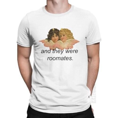 And They Were Roommates Meme With Angels Harajuku T-Shirt Men Cotton T-Shirts Street Style Cherub Short Sleeve Tee Gift Idea
