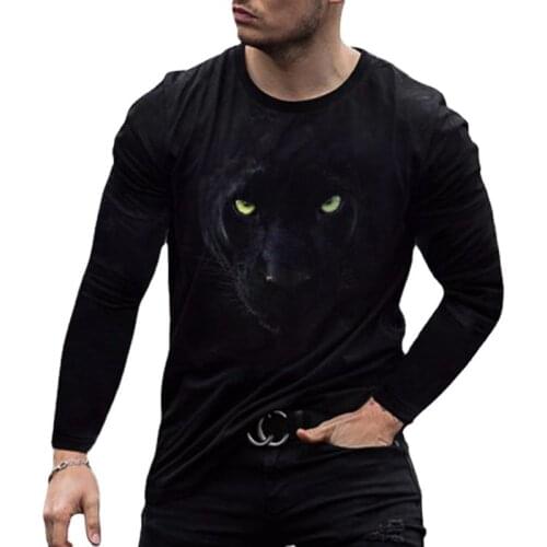 Spring Autumn Black Panther 3D Printed Hip-hop Long Sleeve T-shirt Men Loose Fashion Round Neck Tees Tops Men T Shirt Clothes