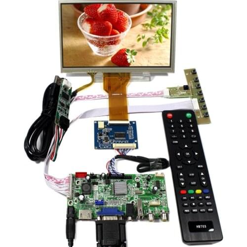 HD MI+VGA+AV+Audio+USB LCD Controller Board With 7inch 800x480 AT070TN92 TN93 Touch LCD Panel
