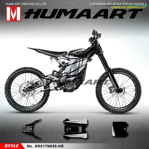 Humaart Custom Graphics Gray and Black Deco Kit for Sur Ron Light Bee X/S Bike, Style No.SRX17N055-HR