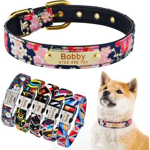 Custom Name Free Nameplate Dog Collar Adjustable Nylon Small Large Medium Collars Unisex Pet Personalized Dogs Collars Printed