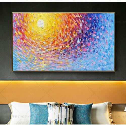 Thick 3D Abstract Colorful Hand Painted Canvas Oil Paintings Modern Textured Palette Knife Picture Wall Art For Home Decoration