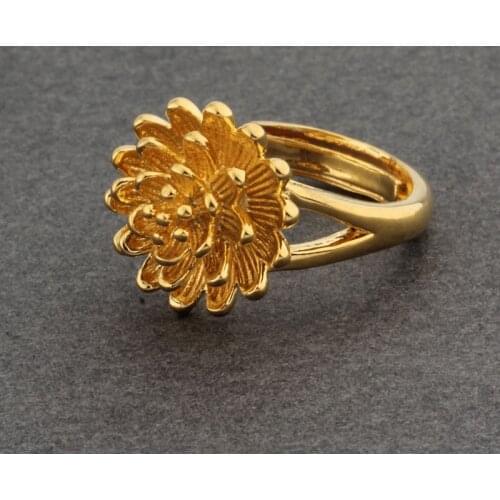 New Trendy Korean style Gold Color Flower Shape Design Fashion Open Rings Women Wedding Party Unique jewelry 2021