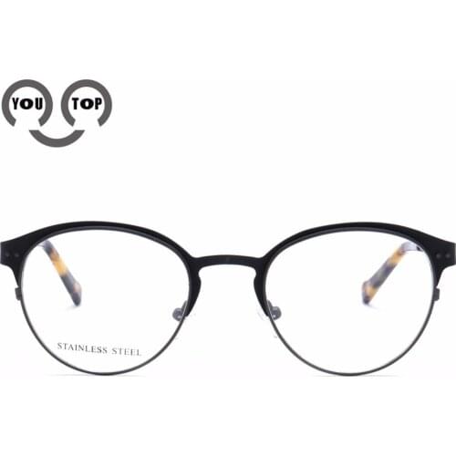 YOUTOP Round Womens transparent glasses Mens Fashion Circle Eyeglasses Striped Stainless Steel eyewear Frame S7017
