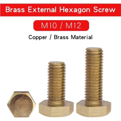High Quality 1 Piece Brass External Hexagonal Screw Bolt M10 M12 Extended Full Thread Metric Thread Brass screw For Electronics