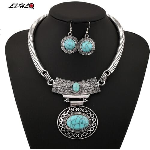 LZHLQ 2020 Fashion Necklace Colar Vintage Bohemian Ethnic Choker Maxi Statement Necklace Women Jewelry