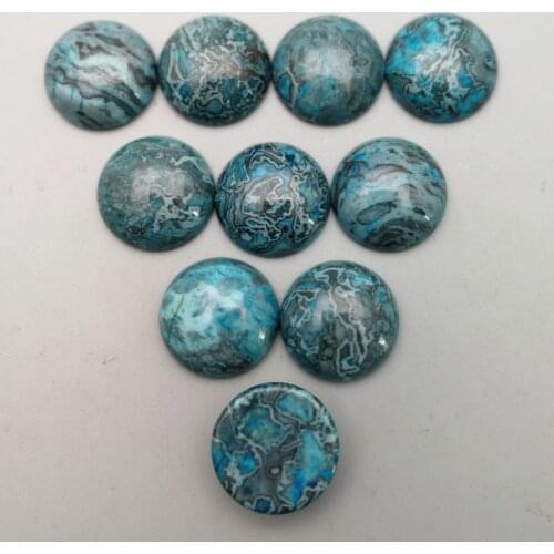 Fashion 18mm round blue onyx natural stone beads Good quality charm CAB cabochon 50Pcs/lot for jewelry making Ring accessories