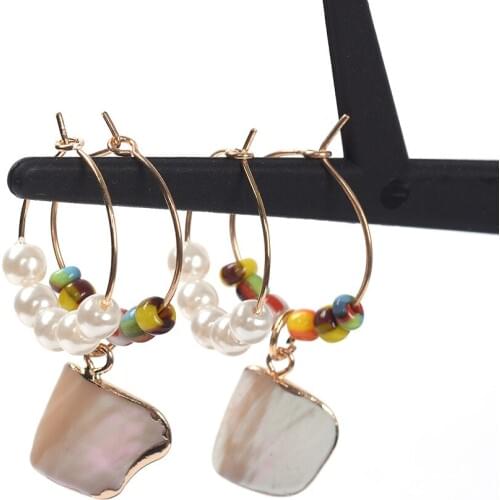 Fashion Simple Shell Drop Dangle Earrings 2019 Indian Statement ZA Earrings Jewellery Faux pearl Acrylic Beaded Circle Earring