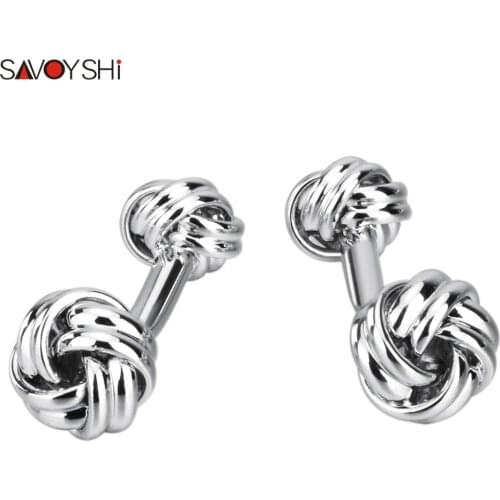SAVOYSHI Fashion Silver Color Twisted knot Cufflinks for Mens Shirt High Quality Oval Cuff links Gift Brand Design Jewelry