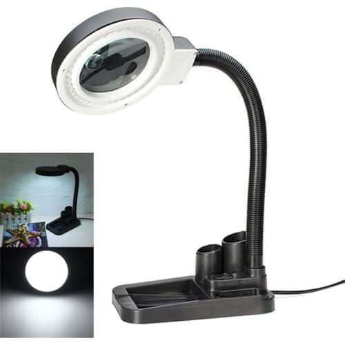 Magnifying Crafts Glass Lens LED Desk Magnifier Lamp Light With Magnifying Desktop Loupe Repair Tools with 40 LEDs Stand