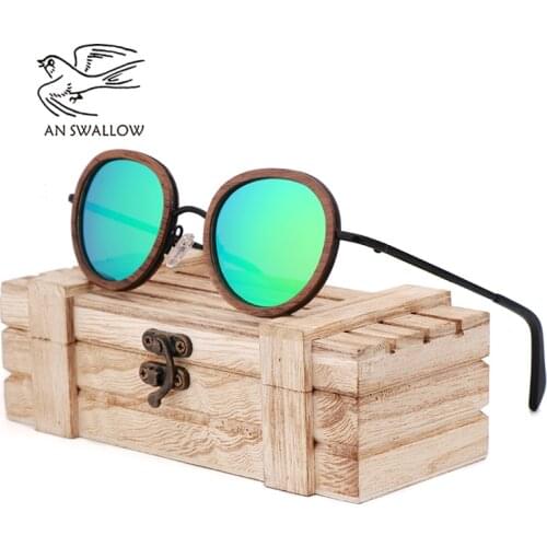 AN SWALLOW 2018 new retro wooden sunglasses mens black walnut wooden sunglasses ladies brand design sunglasses polarized UV400