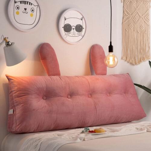 Solid Color Bedside Cushion Large Soft Velvet Backrest Pillow Couple Removable Cute Back Support Pillow Short Plush Seat Cushion