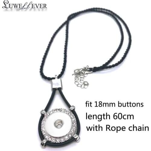 Leather Necklace 252 Fit 18mm Snap Button Pendants Necklace Interchangeable Charm Jewelry For Women Gift With Rope Chain