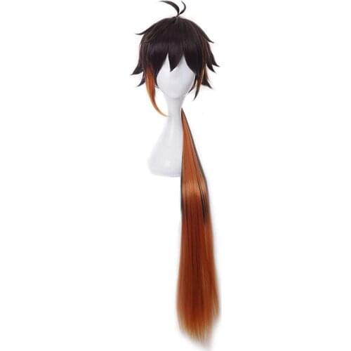 Genshin Impact Zhongli Cosplay Wig Heat Resistant Synthetic Hair Carnival Halloween Party Props