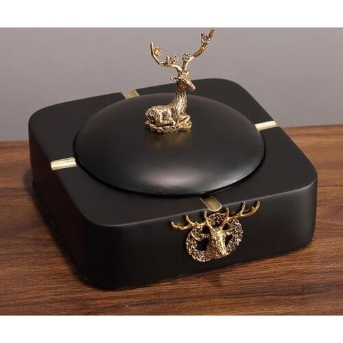 Creative Quality Ashtray with Cover Family Living Room Tea Table Dining Room High-end Luxury Ashtray Office Table Top Ornament
