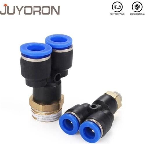 Pneumatic Fitting Y Shaped Tee 10mm 6mm 8mm 12mm OD Hose Tube M5 1/8" 1/4" 3/8" 1/2" BSP Male Thread 3 way Air Coupler Connector