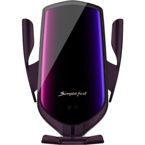 R2 Automatic Clamp Car Wireless Charger 10W Quick Charge Mount for Iphone XR XS Samsung S10 S9 Qi Infrared Sensor Phone Holder