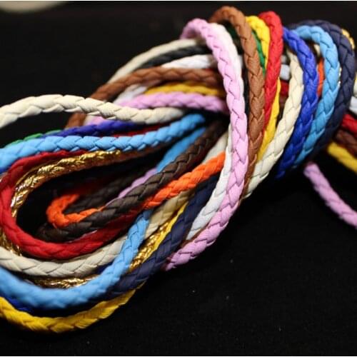 Regelin 5meters colorful Elasticity PU Leather Bracelet Findings 3mm Round Leather Cord String Rope DIY Necklace Bracelet Making
