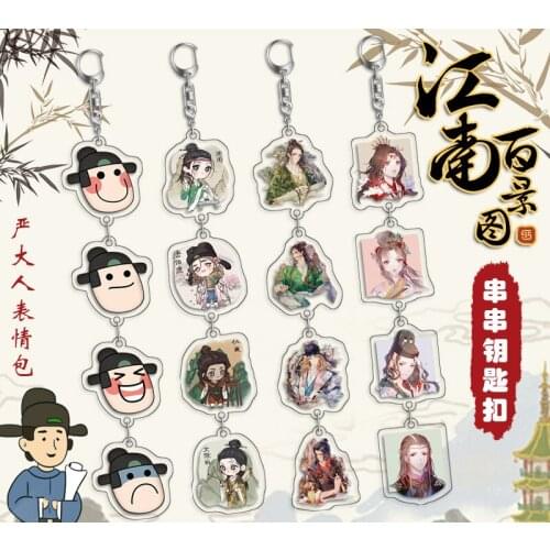 "Hundred Scenes of The South of The Yangtze River" Surrounding Bunch of Keychains Tang Bohu Lord Shen Zhouyan Pendant Ornaments