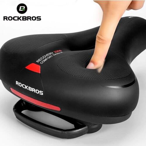 ROCKBROS MTB Bike Bicycle Saddle Rail Hollow Breathable Absorption Rainproof Soft Memory Sponge Casual Road Cycling Seat