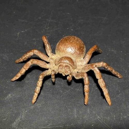 Vintage Collectible Chinese Old Pure Solid Copper Handwork Insect Spider Statue Desk Decoration Home Accessories Figurines