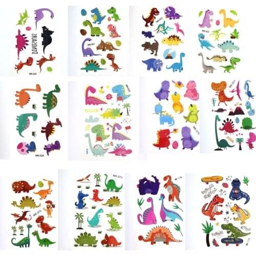 Waterproof Temporary Tattoo Fake Tattoos Dinosaur Sticker Face Cosmetic Hand Face Foot Arm Body Art 10pcs