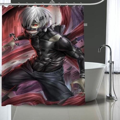 Waterproof Shower Curtain Can Be Customized Tokyo Ghoul Bathroom Shower Bath Supplies Polyester Shower Curtain With Hooks