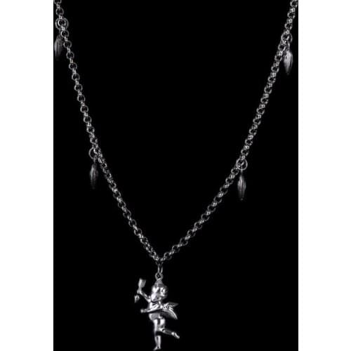 Women Vintage Lucky Fairy Angel Wing Pendant Silver Chain Necklace Jewelry Gift