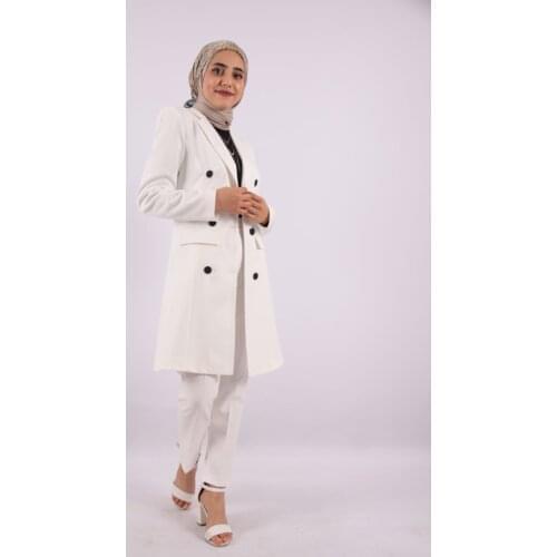 Womens White Long Blazer Jacket Lined Suit