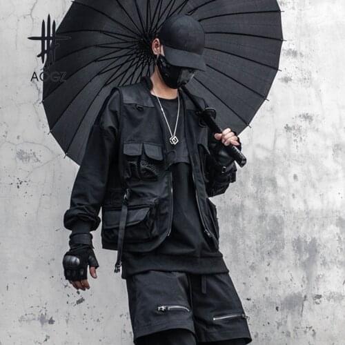 Multi Pockets Techwear Vests Outwear Tactical Functional Sleeveless Jacket Streetwear Men Hip Hop Cargo Vest Zipper Waistcoat