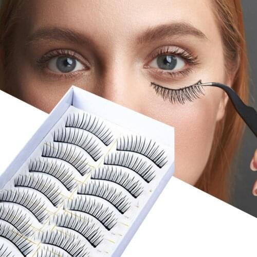 10 Pairs False Eyelashes Long Beauty Synthetic Fiber Natural Cross Thick False Eyelashes for Dating