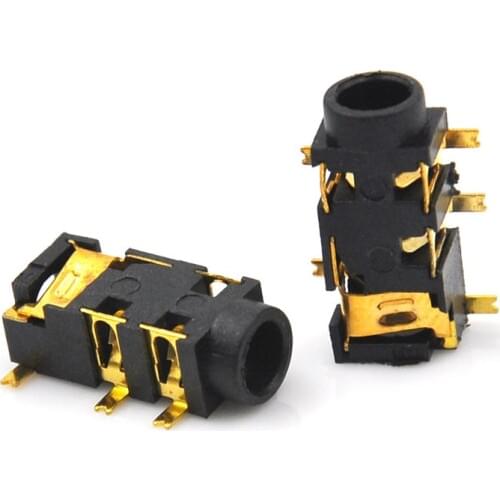 10PCS Female Audio Connector 5 Pin SMT SMD Headphone Jack Socket PJ-327A Gold-Plated Patch SMD Audio Earphones Socket 3.5mm