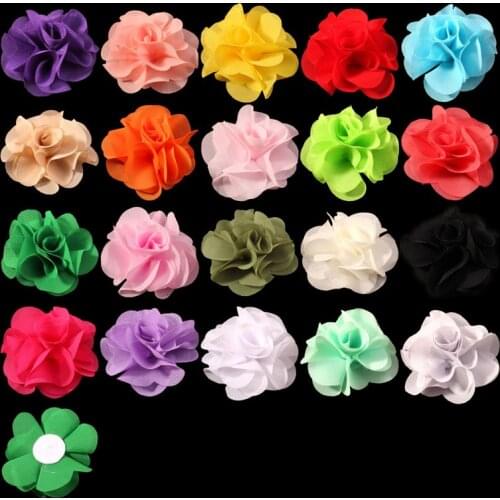 10pcs/lot 2.6" 20Colors New Arrival Tulle Cute Fabric Chiffon Hair Flower Lace trim patch applique lace fabric Wedding
