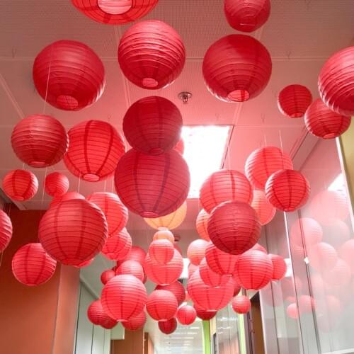 10cm-40cm Red Round China Paper Lantern Festival Supplies Birthday Wedding Party Decoration decor gift craft DIY Lampion Lantern