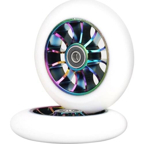 100mm Scooter Wheels - Pro Scooter Wheels 100mm Pair - Neo Oil Slick 100mm Metal Scooter Wheels Replacement - Pro Scooter Wheels