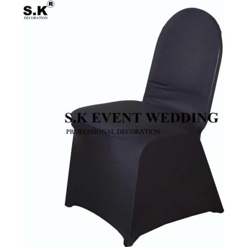 190 GSM White Black Stretch Spandex Banquet Chair Cover With Foot Pockets For Wedding Event Decoration