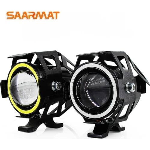 2x 125W U7 Store Motorcycle Angel Eyes Headlight DRL spotlights auxiliary bright LED bicycle lamp accessories car work Fog light
