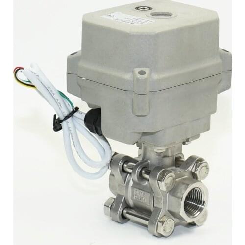 3-Piece Stainless Steel Motorized Ball Valve 1/2''-1'' DN15-DN25 DC12/24V Electric Actuated Valve With Manual Override