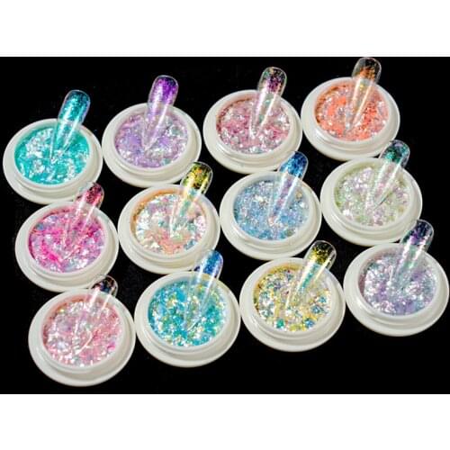 3g-1box,Nail Art Brocade Ultra-Thin Glitters Sequins Powder Snow Velvet 12Color,Irregular Aurora Mirror Icy NAIL Glitter A171(3)