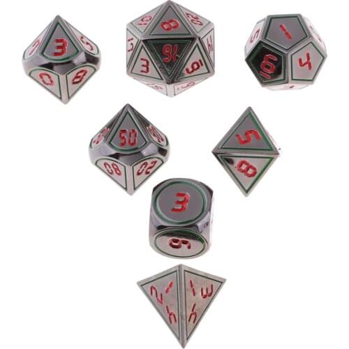 7PCS Copper Polyhedral Dice D4 D6 D8 D10 D12 D20 for DND Table Games Set