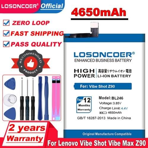 LOSONCOER BL246 Battery 4650mAh For Lenovo Vibe Shot Vibe Max Z90 Z90-3 Z90-7 For Lenovo Z90 Battery z90a40 Free tool with Gifts