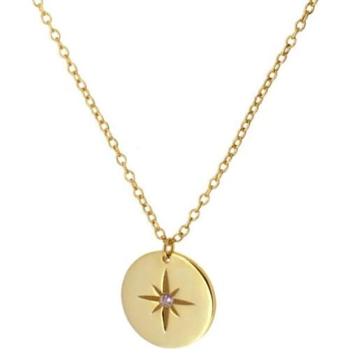 CANNER 925 Sterling Silver Necklace For Women 2020 Jewelry Round Card Eight-pointed Star Geometric Eyes Chain Choker Pendant