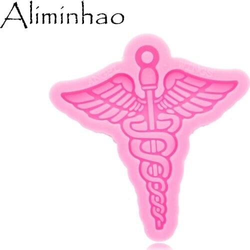 DY0557 Shiny Medical Emblem Keychain Mould Silicone Epoxy Resin Mold Necklace Jewellery Making