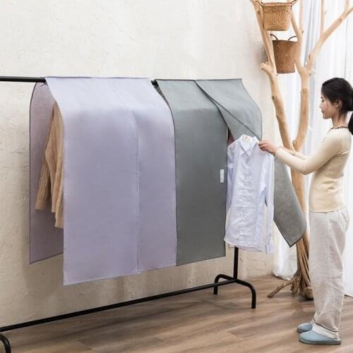 Solid Color Dust Cover For Coat Suit Sweater Costume Non-Woven Organizer S/L Wardrobe Dust-Proof Storage Bags Hanging Case