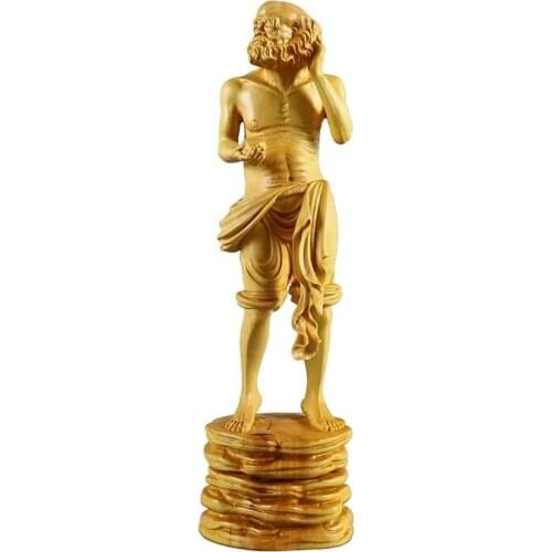 Wooden Dharma master Tibetan sculpture Z statues for decoration carved Chinese Figurine home Miniature