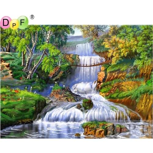 DPF Diamond Mosaic Embroidery Mountain river Diamond Painting Cross Stitch full square rhineston Sets Unfinished Decor picture