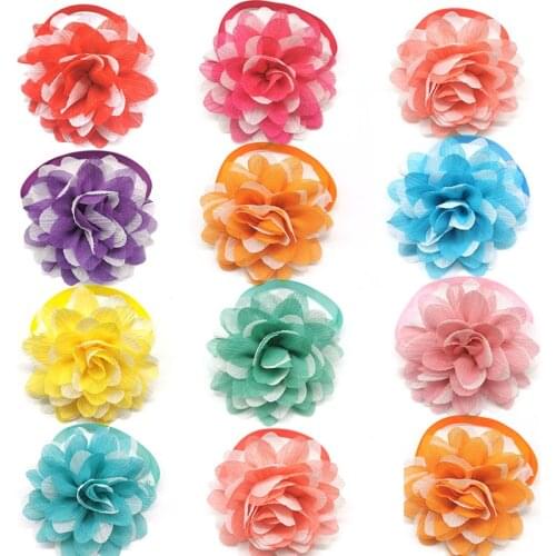 30pcs Small Dog Cat Puppy Bow Tie Neckties Chiffon Dog Bow Tie Collar Small Dog Grooming Accessories Pet Accessories