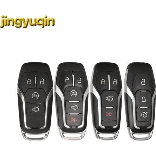 Jingyuqin Smart Remote Key Shell Keyless Entry Fob For Ford Mondeo 2.0T KUGA Mustang 2015 EDGE Car Styling 3 Button Silver Tape