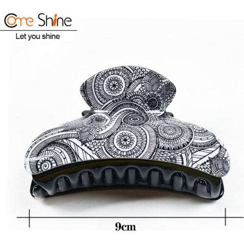 Korean Acrylic Large Claw Clip for Thick Hair Claws for Women Black White Plaid Crab Hairpin Factory Wholesale Dropshipping